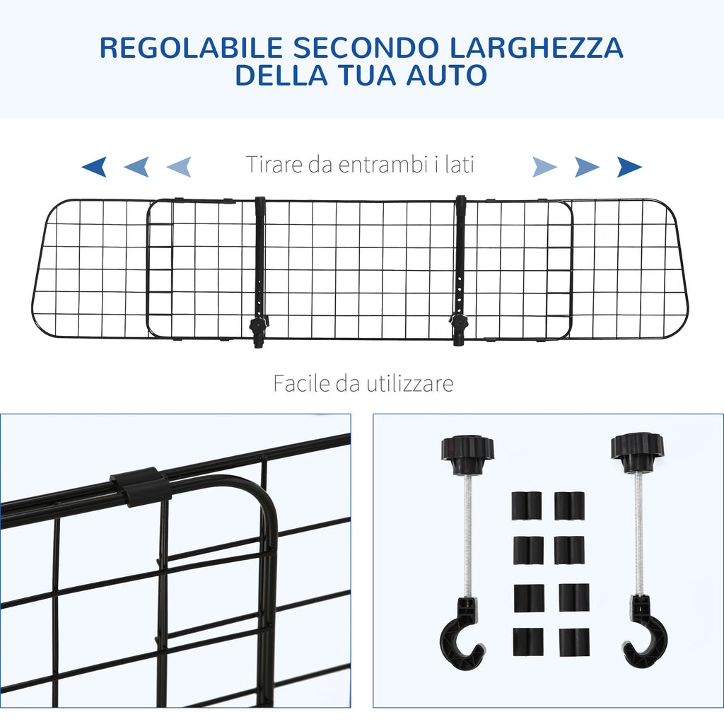 EASYCOMFORT Car Divider for Dogs, Universal Adjustable Barrier, 91-152 x 30 cm, Black