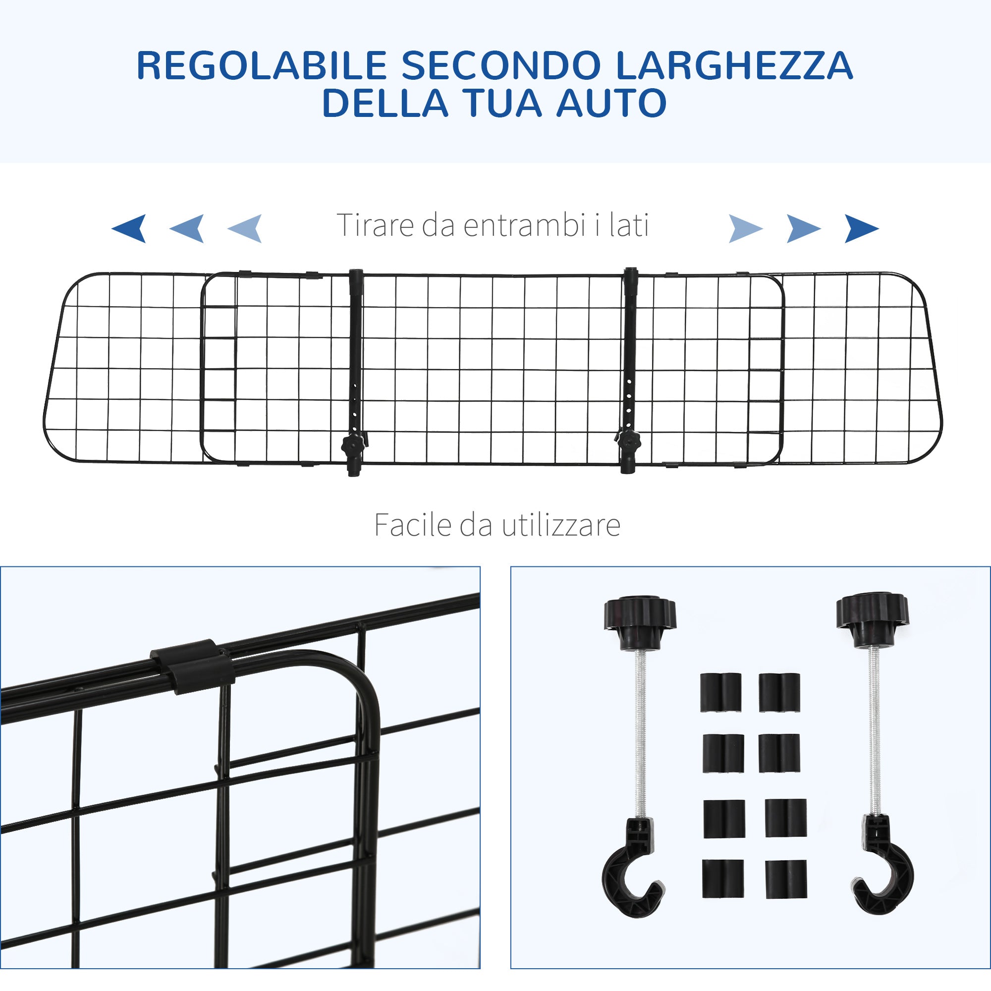 EASYCOMFORT Car Divider for Dogs, Universal Adjustable Barrier, 91-152 x 30 cm, Black