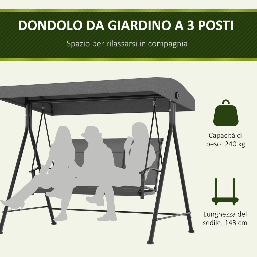 EasyComfort Dondolo da Giardino 3-zits tuinschommel, 195x118x170 cm