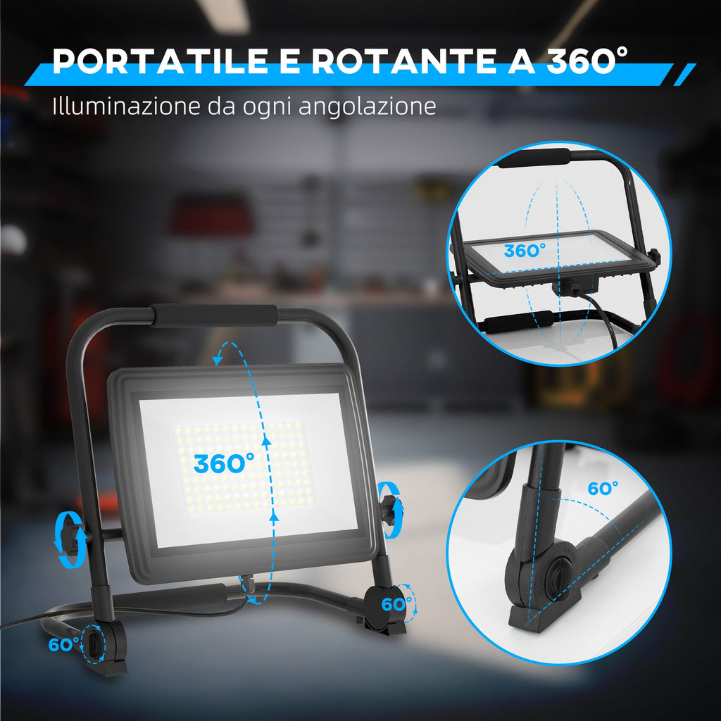 EasyComfort LED-werklamp 6500K 100W, 8500 lm, draaibare kop