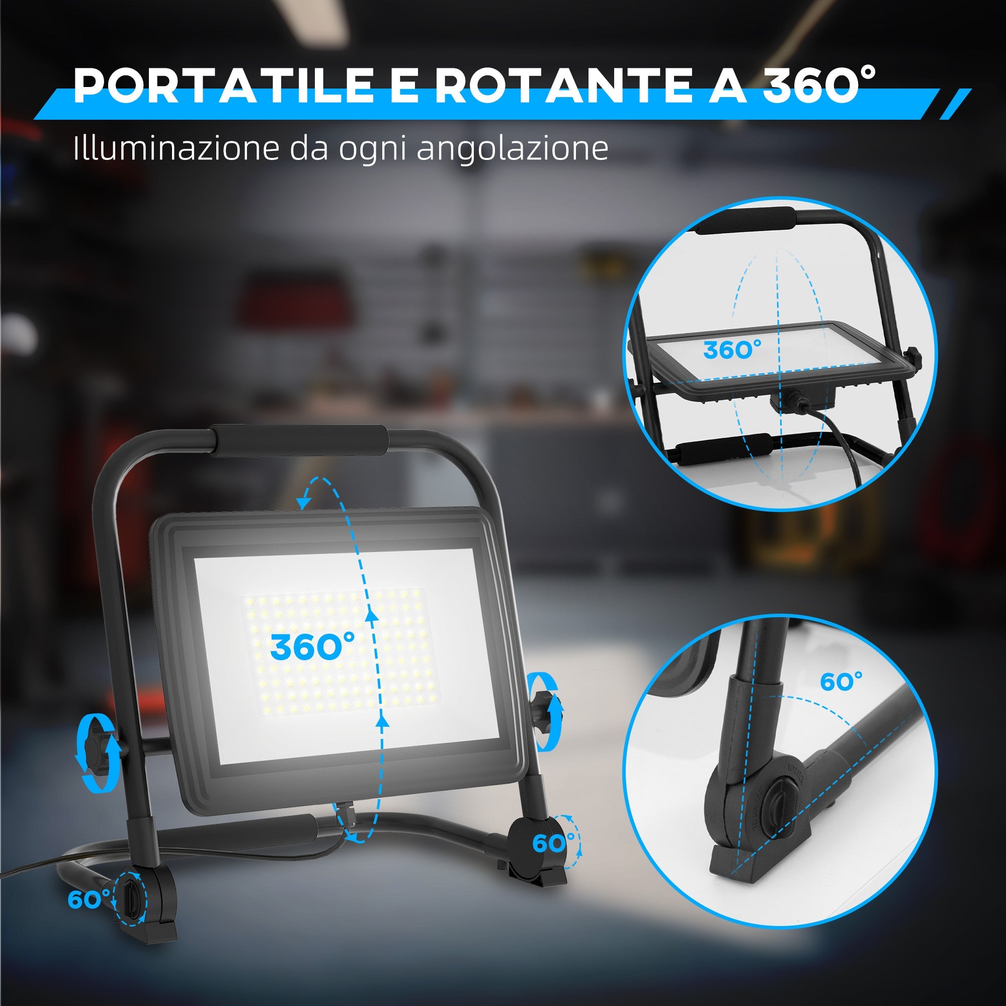 EasyComfort LED-werklamp 6500K 100W, 8500 lm, draaibare kop