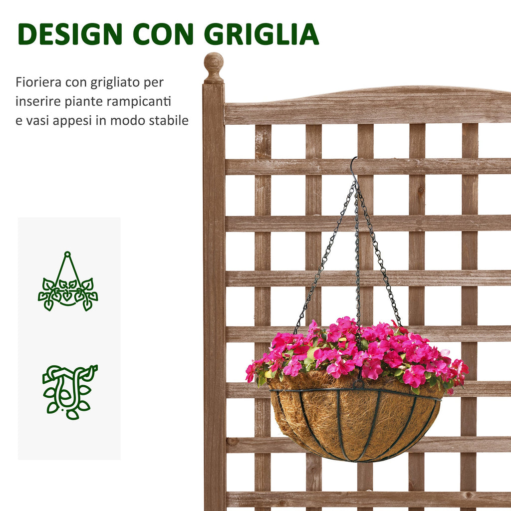 EasyComfort Fioriera da Esterno in Legno with Grigliato per Piante Rampicanti, 64x28x120cm, Marrone