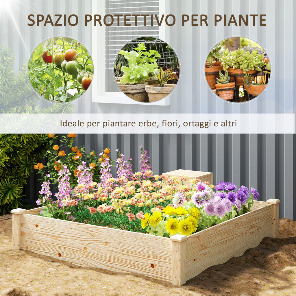 EasyComfort verhoogde plantenbak vurenhout 123x123x25.5 cm met compostbak