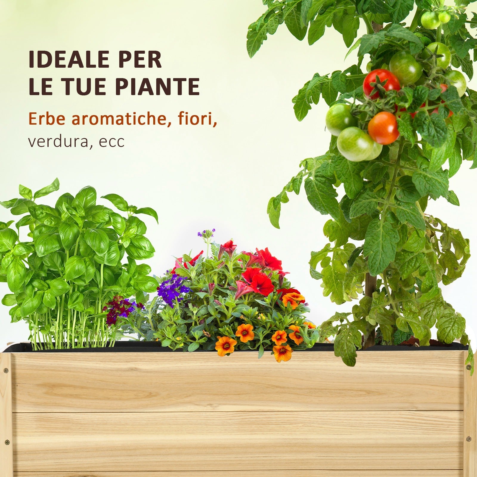 EasyComfort Fioriera da Giardino with Foro di Drenaggio e Rotelle, in Legno di Abete, 89x48x47 cm
