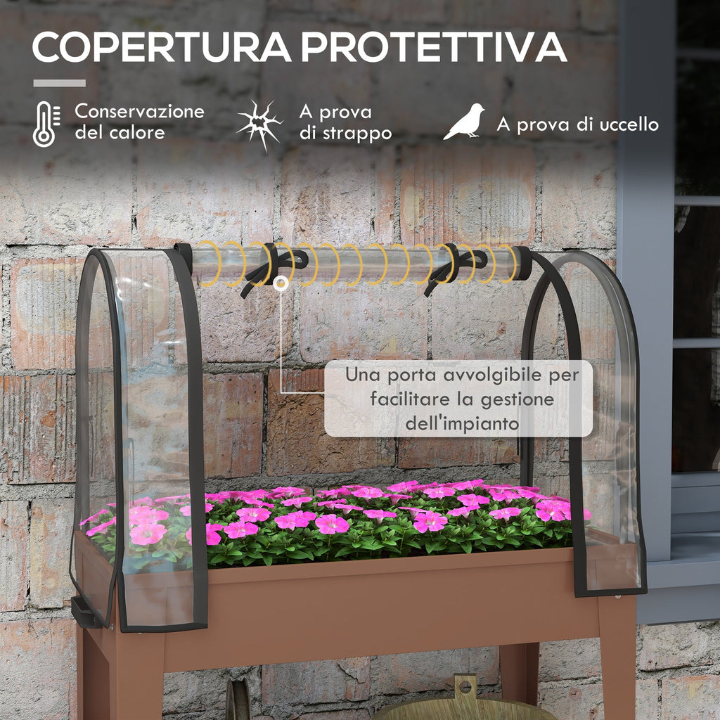 EasyComfort Fioriera Rialzata verhoogde plantenbak met mini-serre 80x40x120 cm