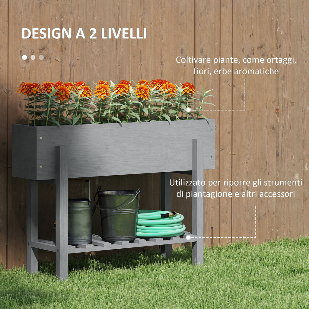 EasyComfort verhoogde plantenbak met onderplank en 2 afvoergaten, 100x30x70.5 cm
