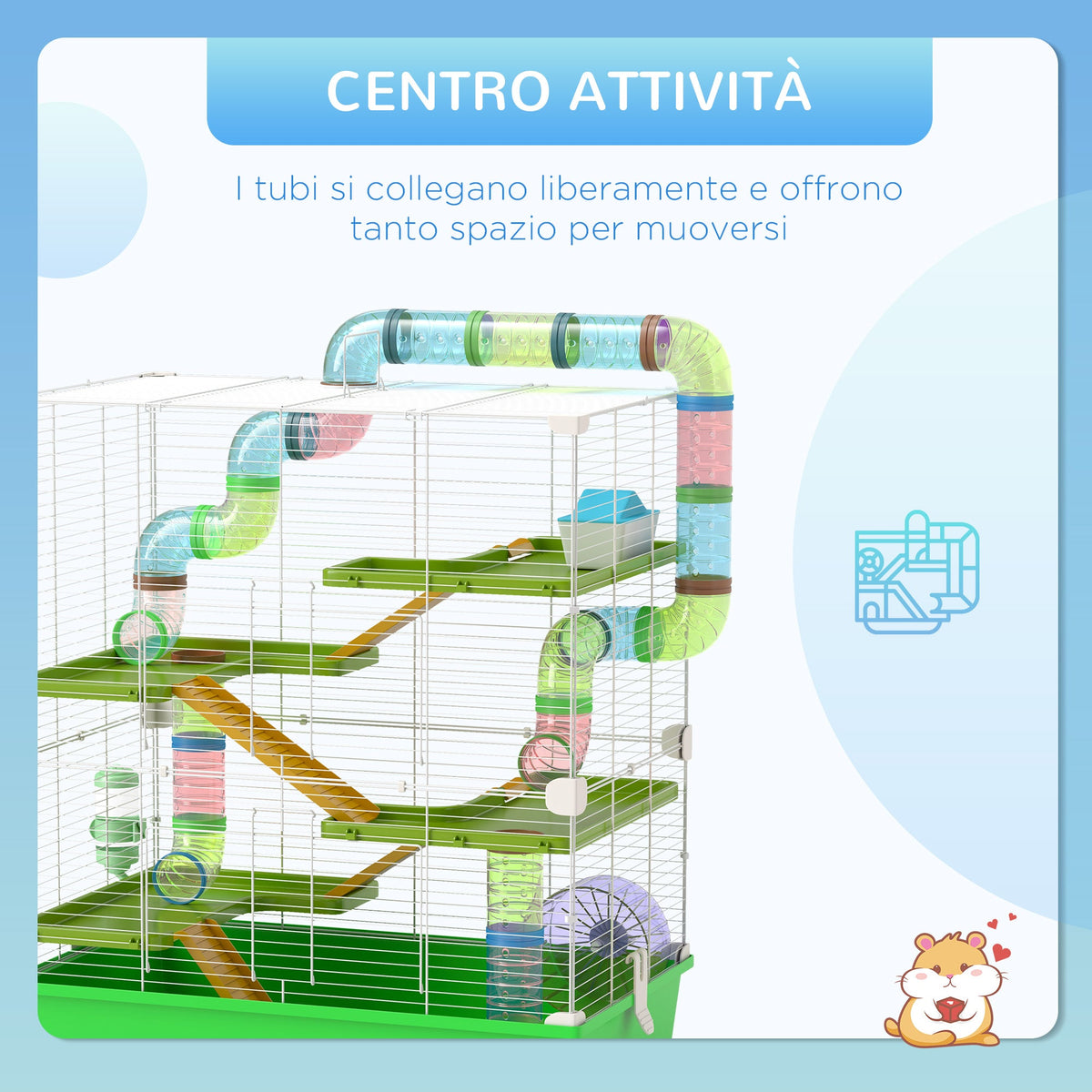 EasyComfort Hamsterkooi 5 niveaus 59x36x69 cm