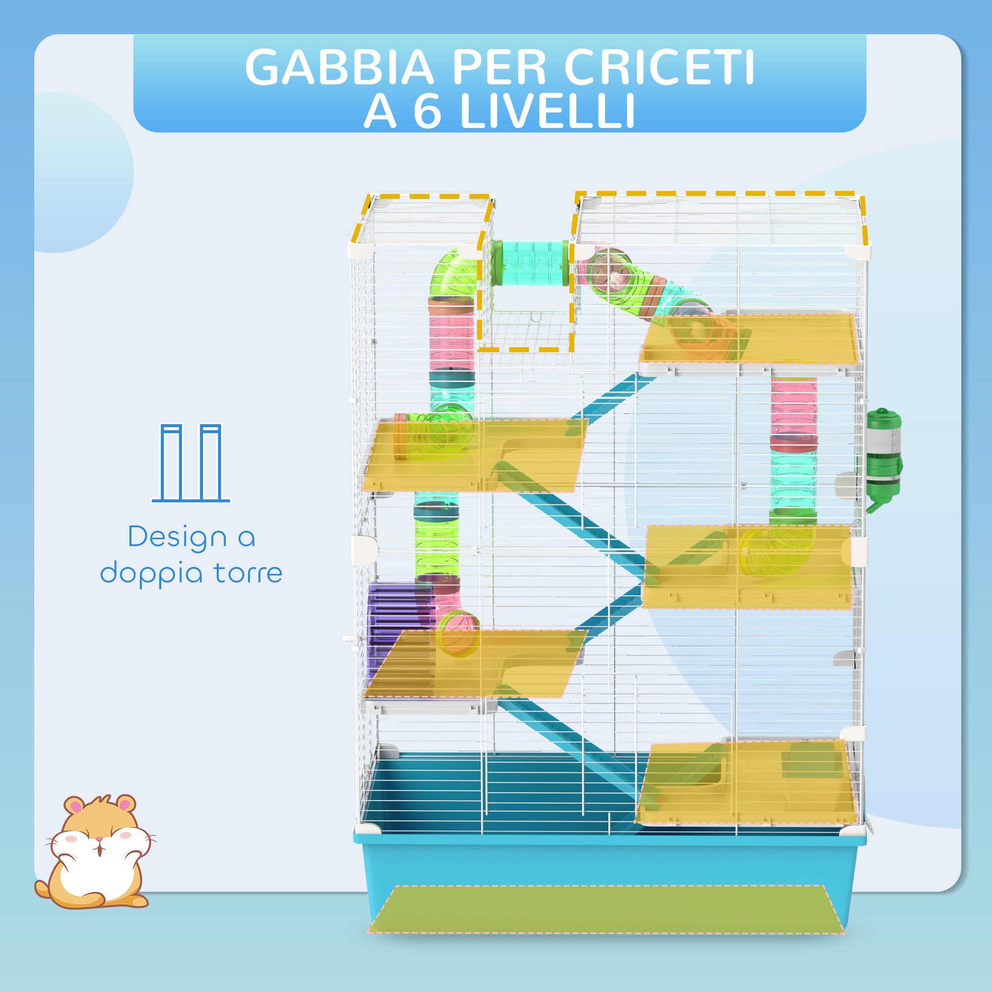 EasyComfort Hamsterkooi 6 niveaus met tunnels en accessoires