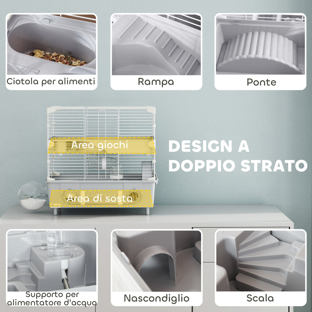EasyComfort Hamsterkooi 2 niveaus, 44.5x28x44 cm