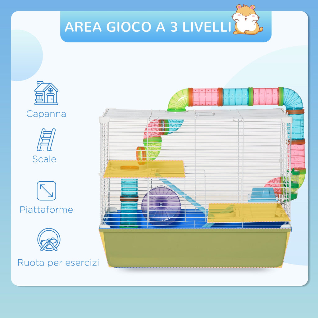 EasyComfort Hamsterkooi 3 niveaus 59x36x47 cm