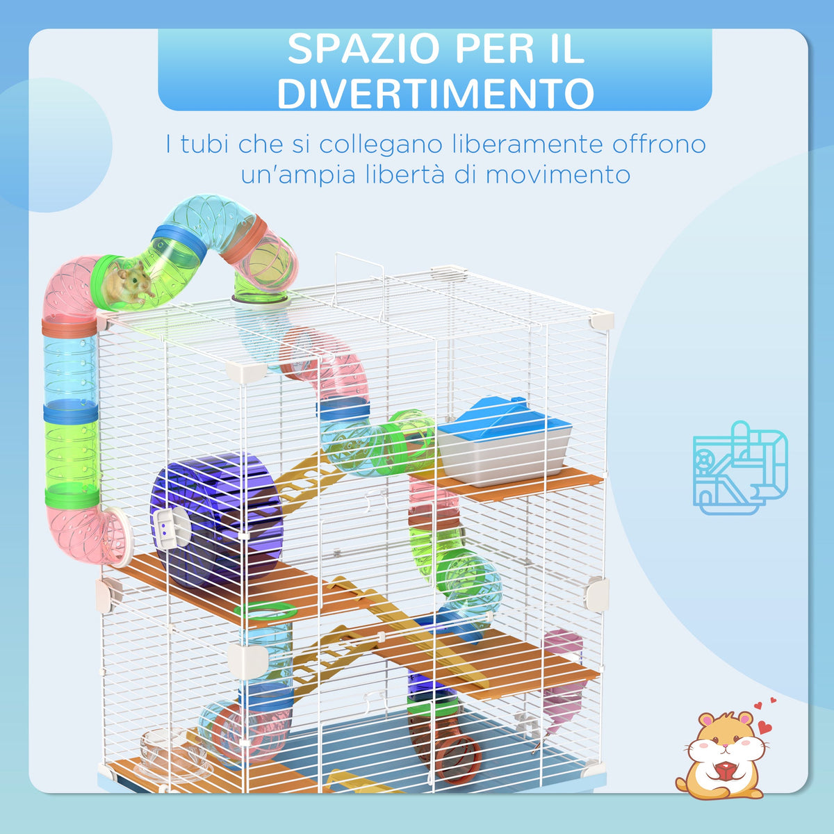 EasyComfort Hamsterkooi 5 niveaus 46x30x58 cm