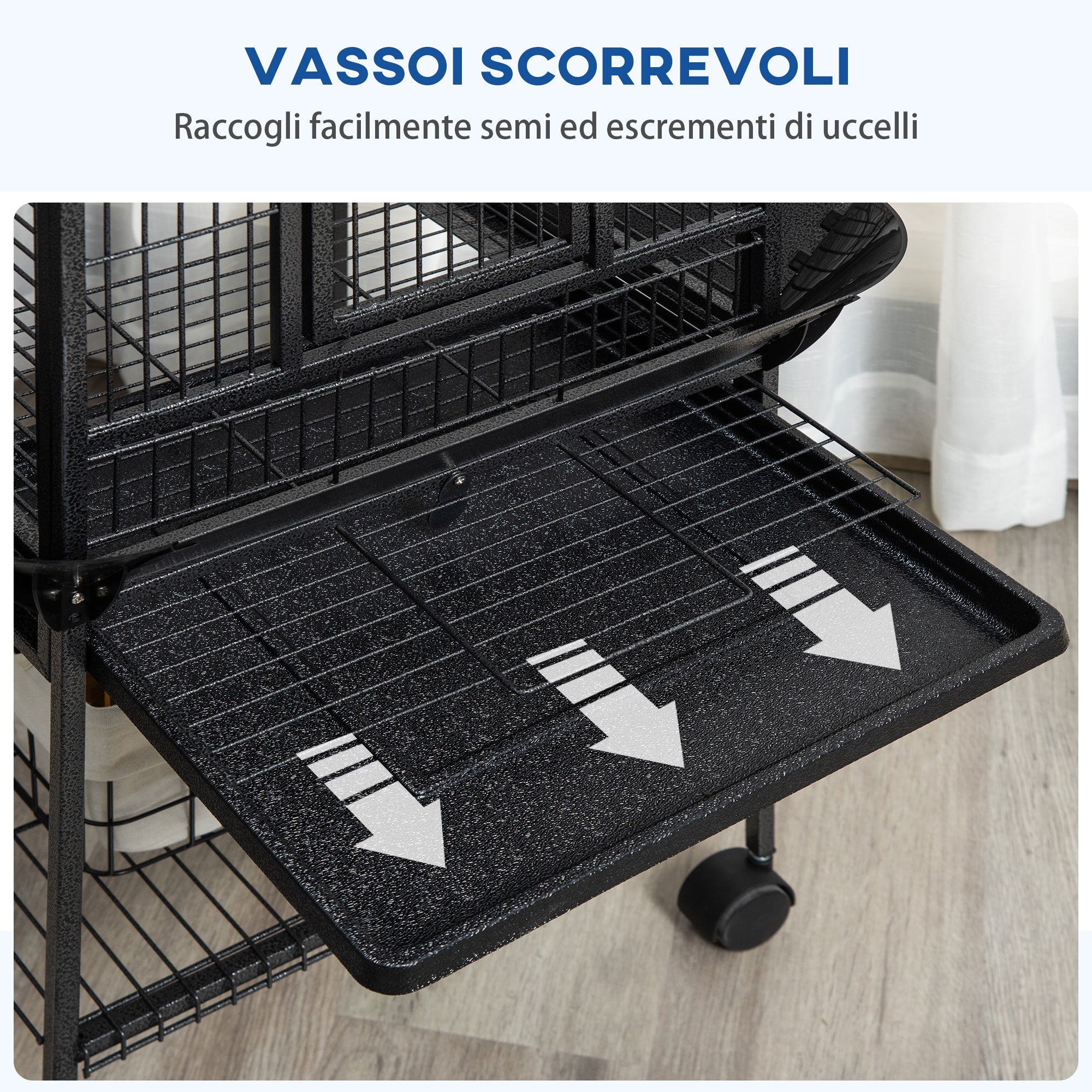 EasyComfort Vogelkooi voor parkieten 62.5x62.5x156 cm, 2 zitstokken en boogladder