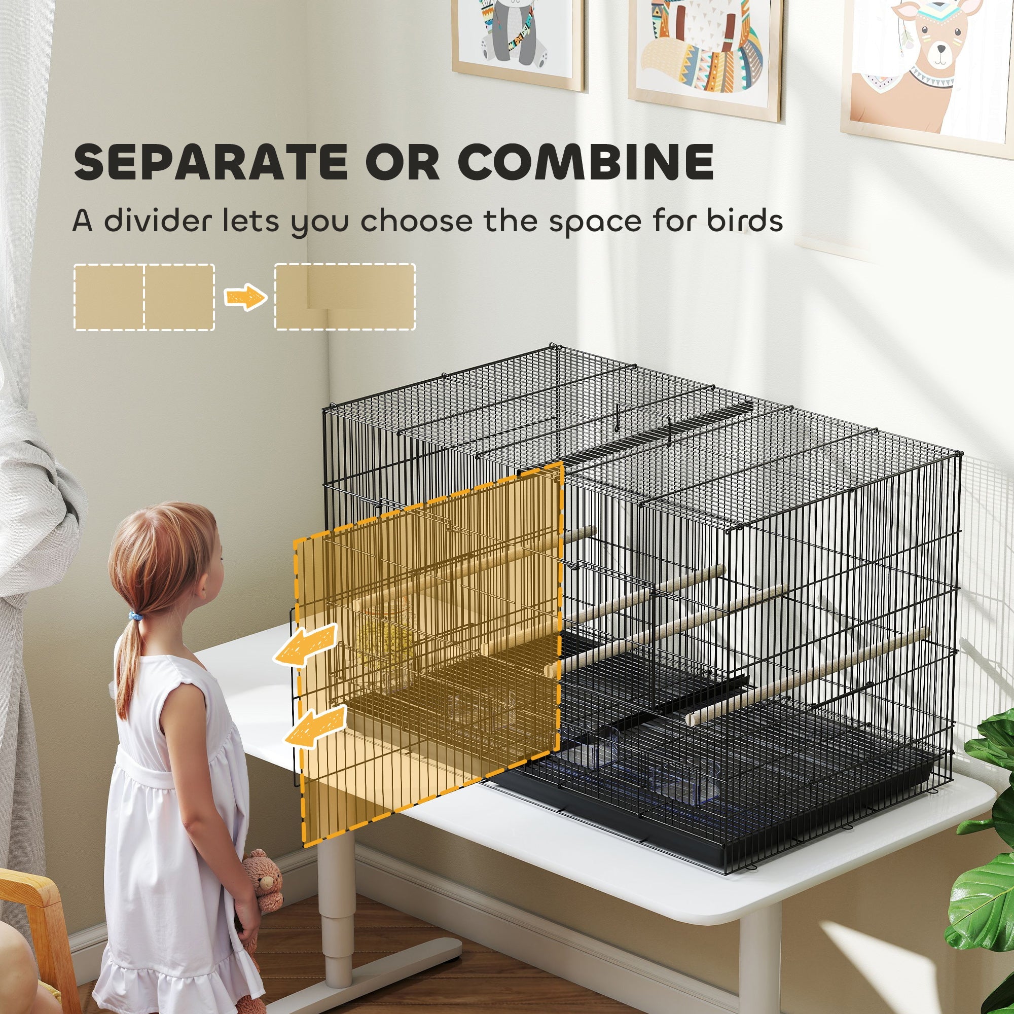 EasyComfort vogelkooi met tussenschot en onderplank 94x57x57 cm