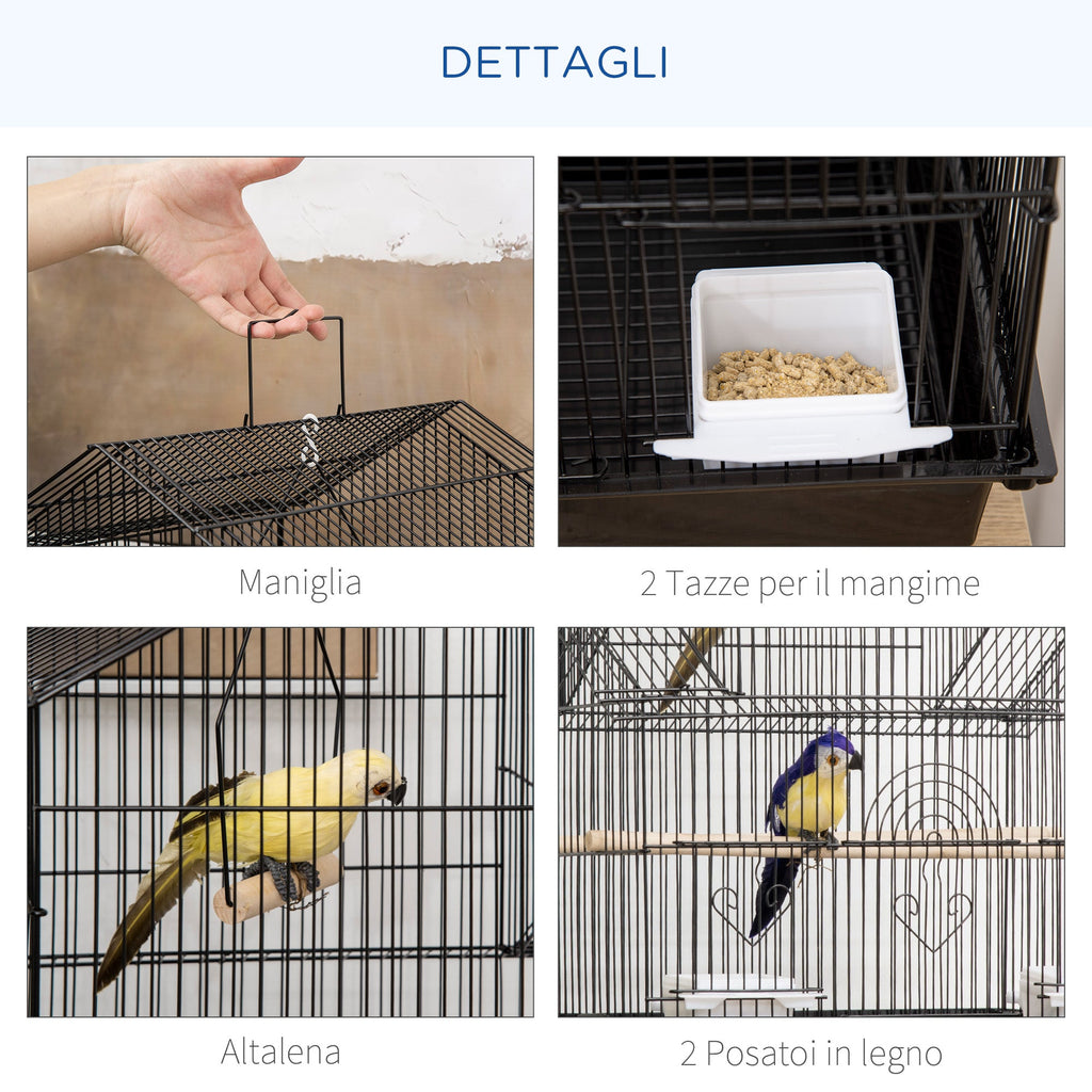 EasyComfort Vogelkooi met draaghandvat en uitneembare bodemplaat, 50.5x41x63 cm