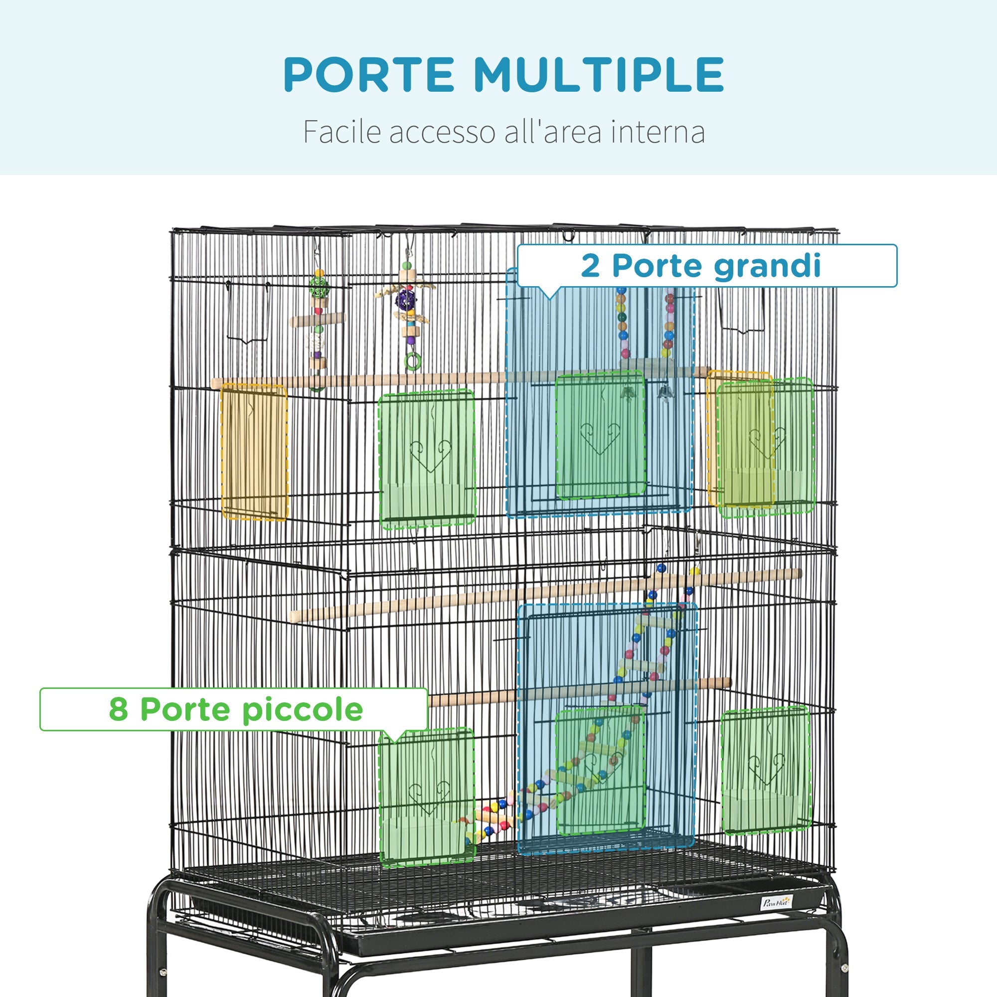EasyComfort Vogelkooi staal met zitstokken en accessoires 79x49x133 cm
