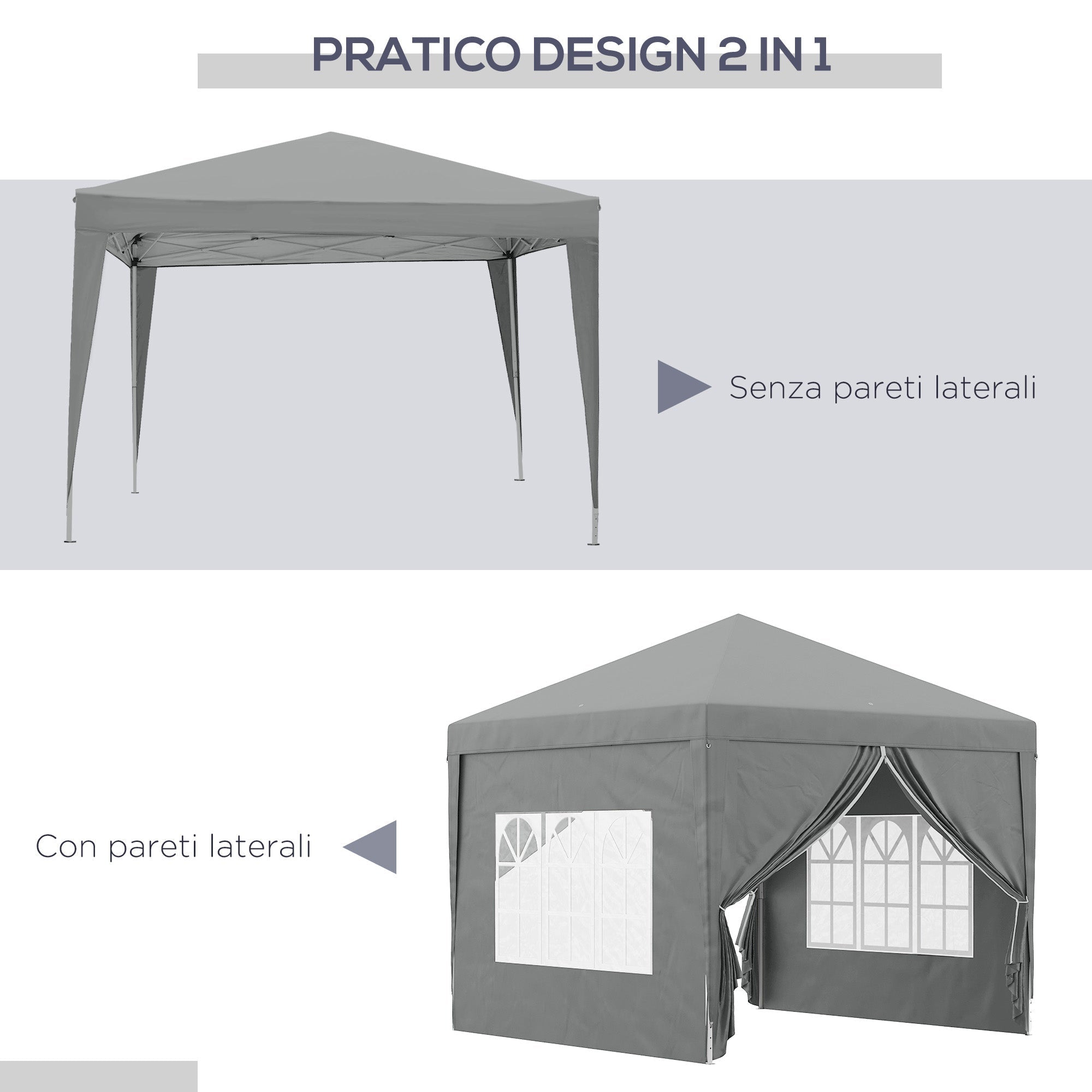 EasyComfort 3x3 m opvouwbare gazebo met 4 zijpanelen