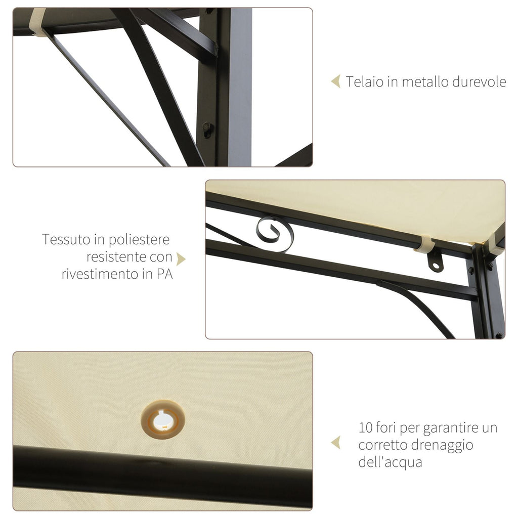 EasyComfort Pergola met anti-UV doek en stalen frame, 3 x 2,5 m, beige