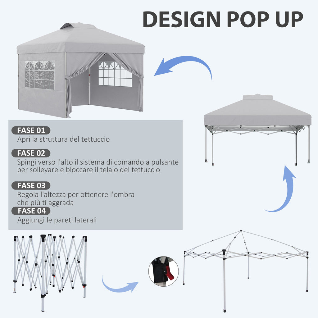 EasyComfort Gazebo inklapbaar 3x3 m, verstelbare hoogte (3 niveaus)