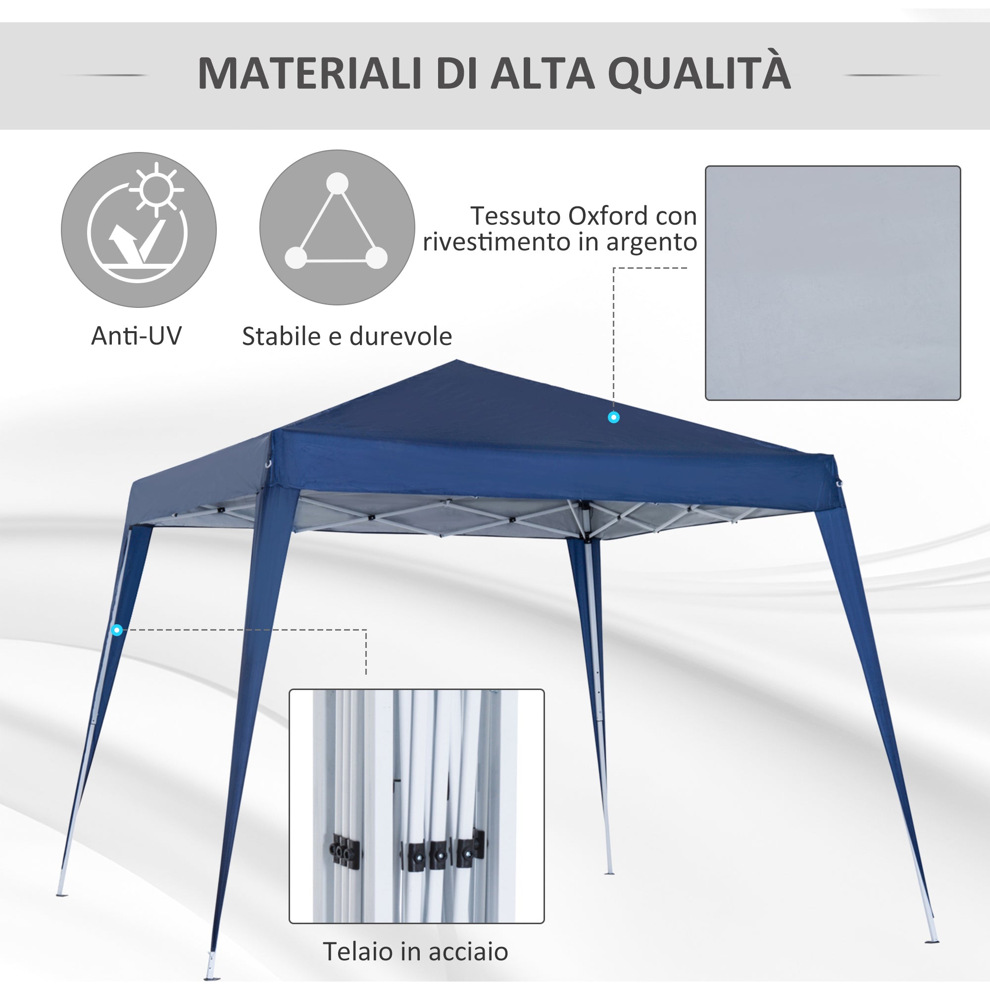 EasyComfort Gazebo vouwbaar 2,4x2,4 m blauw