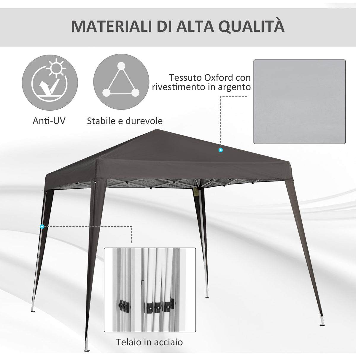 EasyComfort Vouwgazebo 2,4x2,4 m, bruin