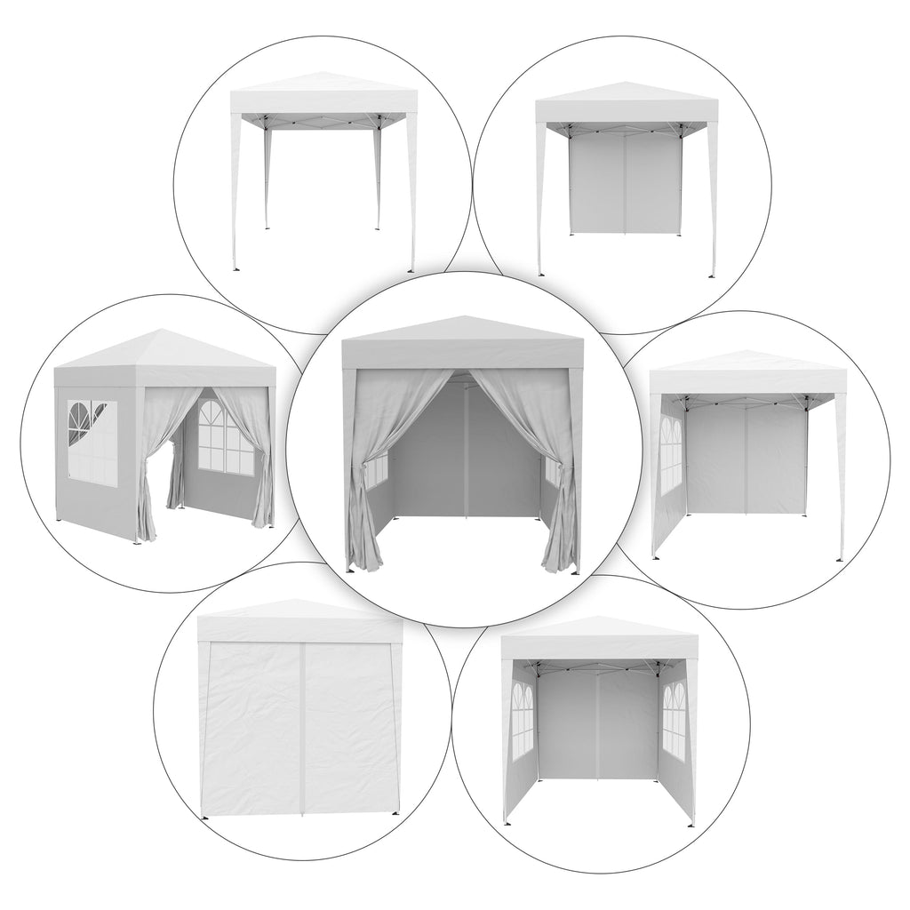 EasyComfort Gazebo Pieghevole Pop Up 2x2 m with 4 Pareti Rimovibili in Poliestere e Acciaio, white