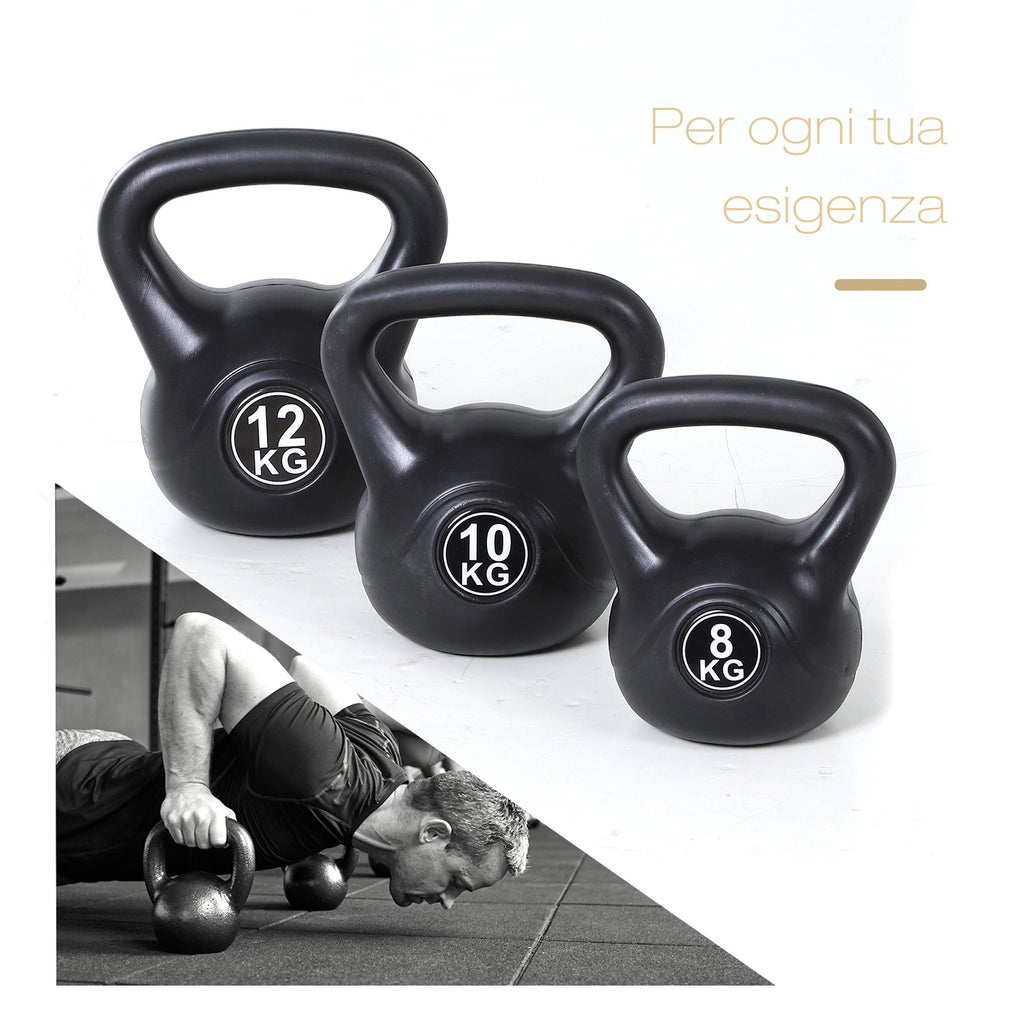 Easycomfort Kettlebell da 10 kg per Sport e Fitness in PVC with Sabbia e Maniglia Liscia Anti-Sfregamento