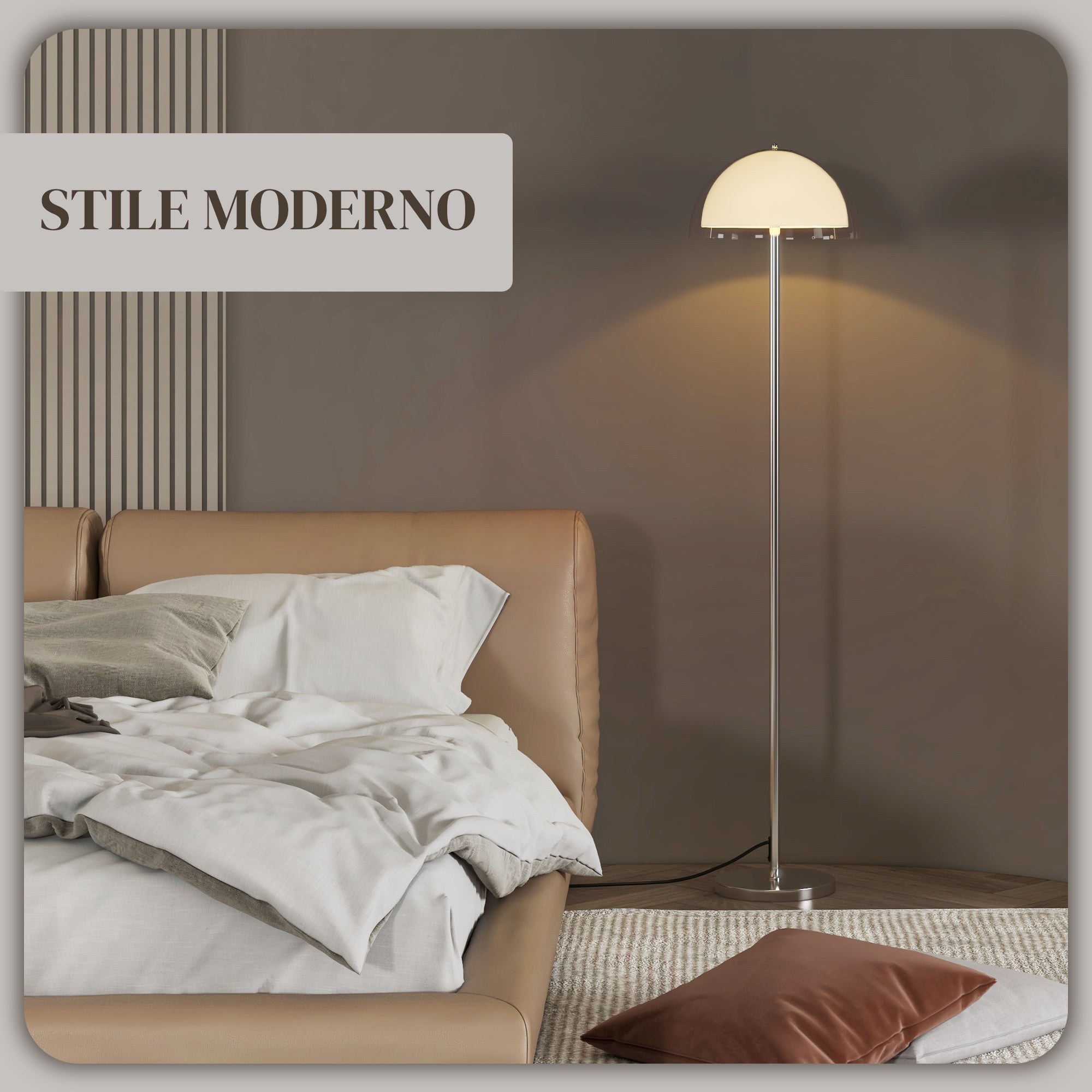 EasyComfort Lampada a Piantana Moderna con Paralume a Doppio Strato, in Metallo e Acrilico, Ø35x150 cm, Bianca