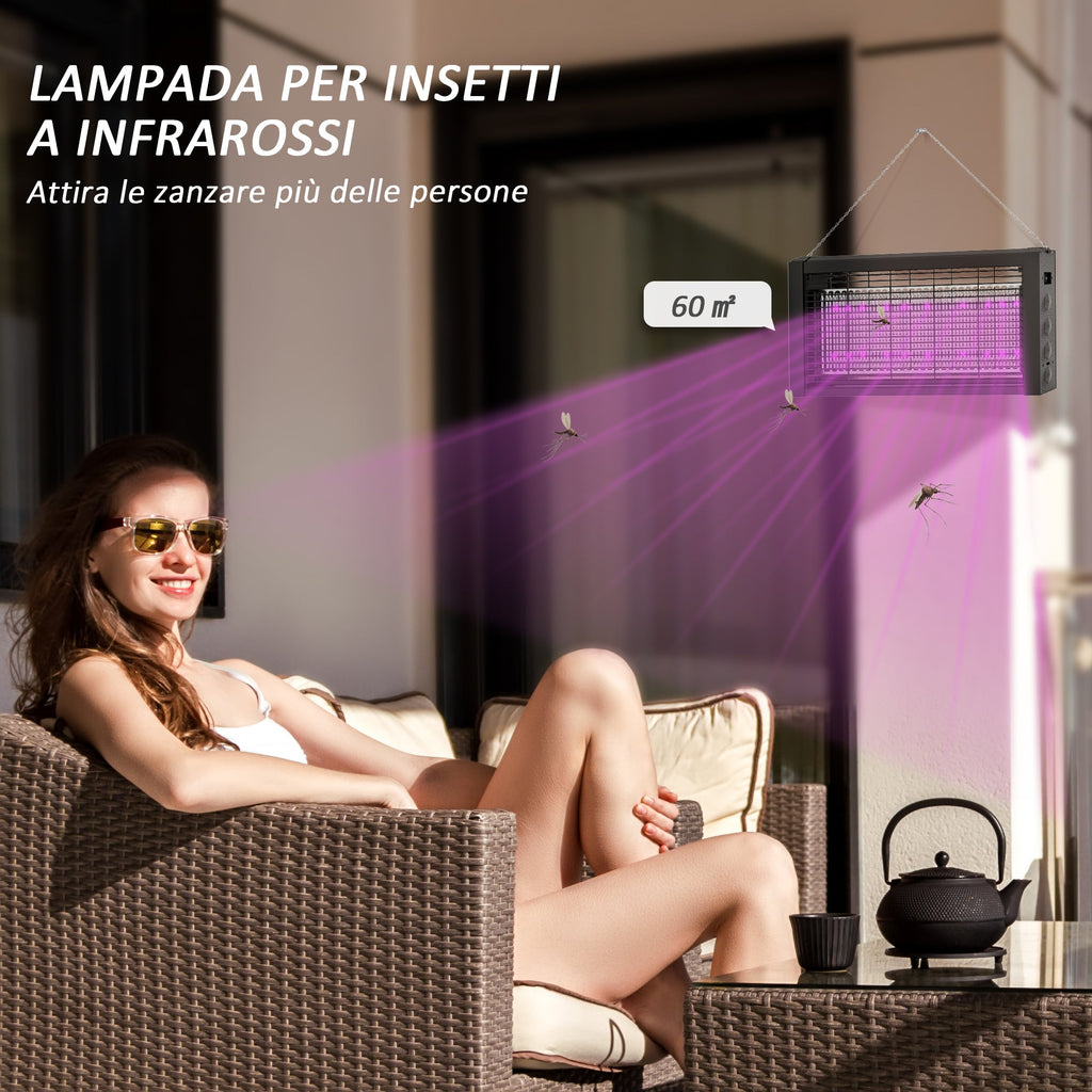 EasyComfort Lampada Antizanzare per Interno 8W with Catenella e Rete di Protezione, 49x6x25 cm, black