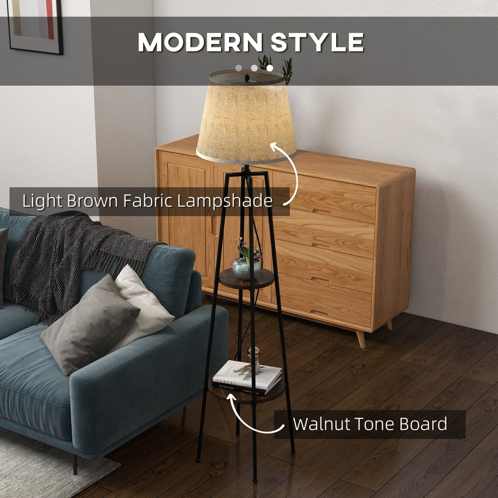 EasyComfort Staande lamp met 2 planken Ø42 x 166A cm zwart/bruin