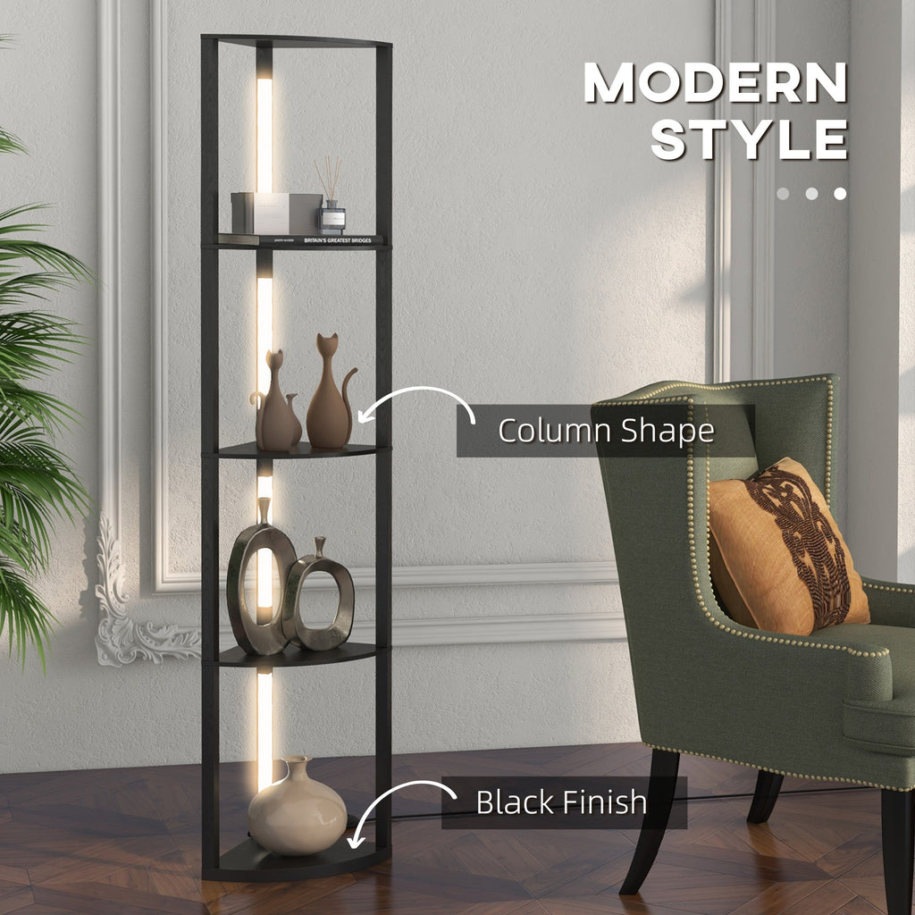 EasyComfort Kolom-vloerlamp MDF, 4 planken, LED 3000K, 41x29.5x163.5 cm