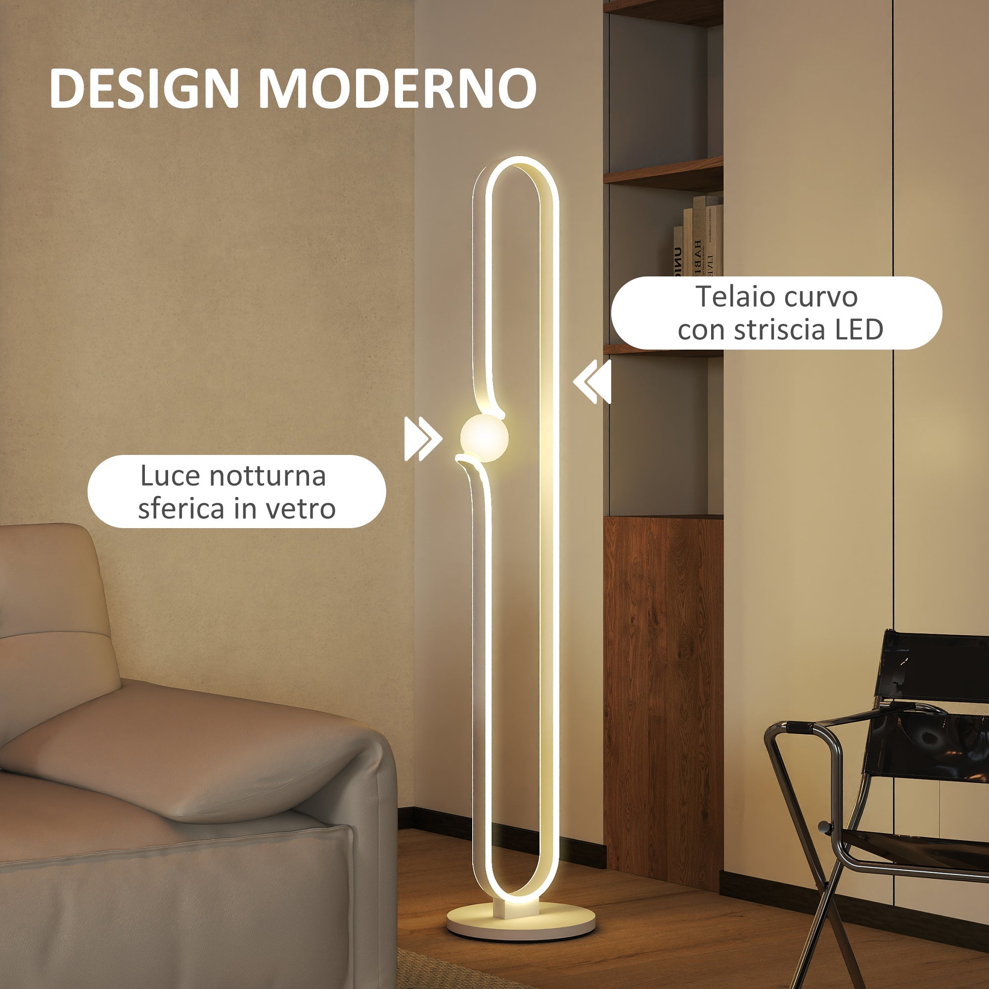 EasyComfort Muzieknoot LED-vloerlamp, dimbaar, 28x28x145 cm, wit