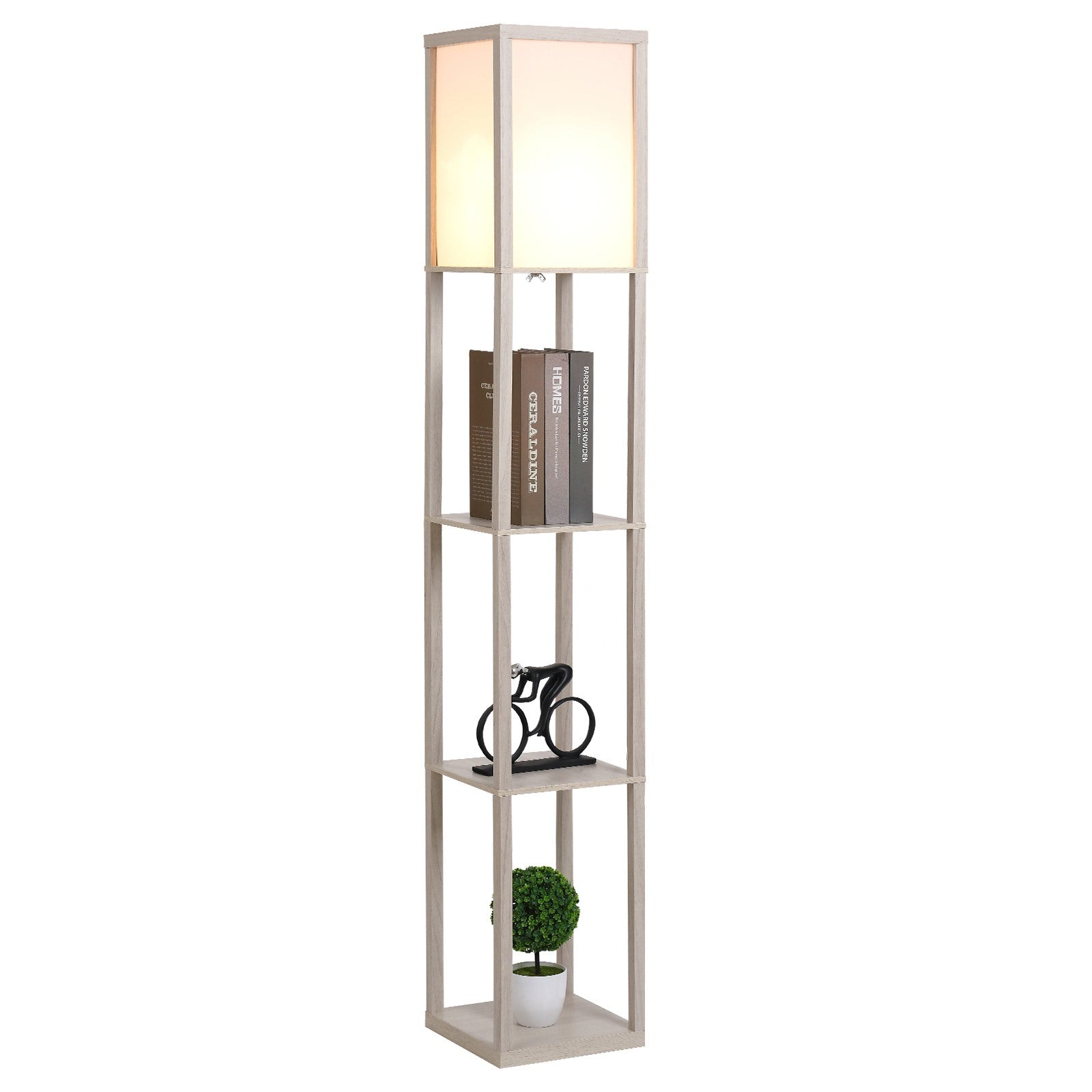 EasyComfort vloerlamp met 3 planken 40W E27 26x26x160 cm eiken