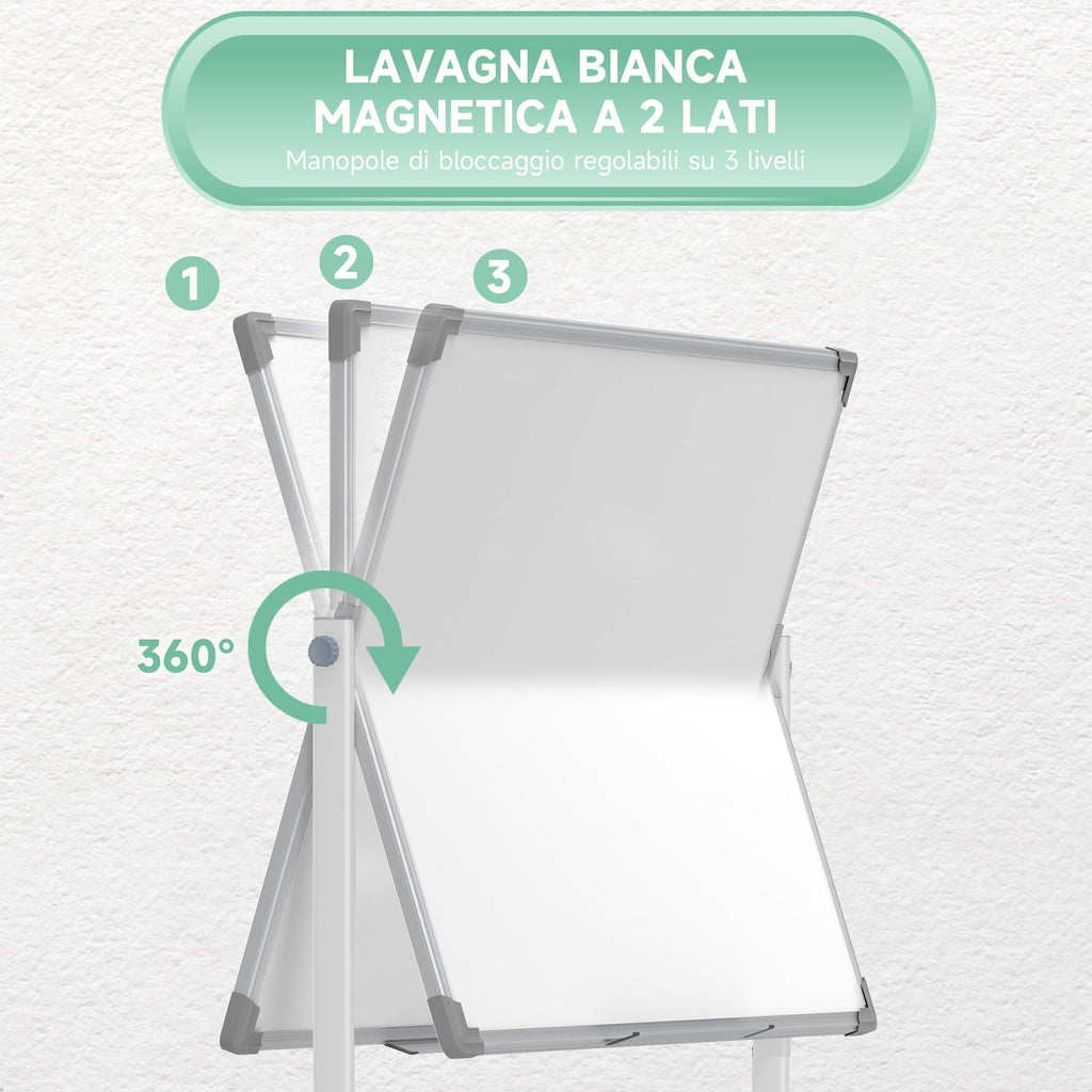 EasyComfort dubbelzijdig magnetisch whiteboard 120x90 cm – 127x50x165 cm