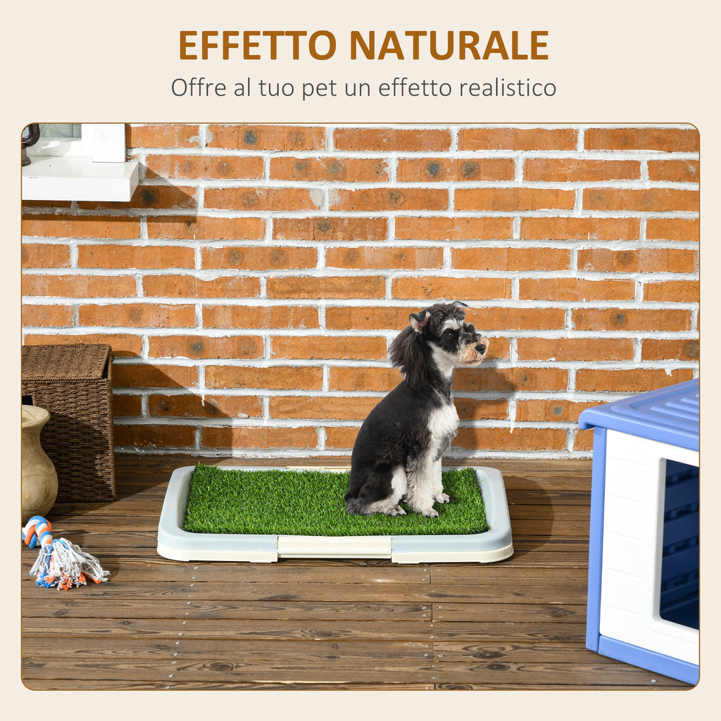 EasyComfort Lettiera per Cani 3 Strati con Prato Sintetico, Griglia e Vassoio Inferiore, 63x48.5cm