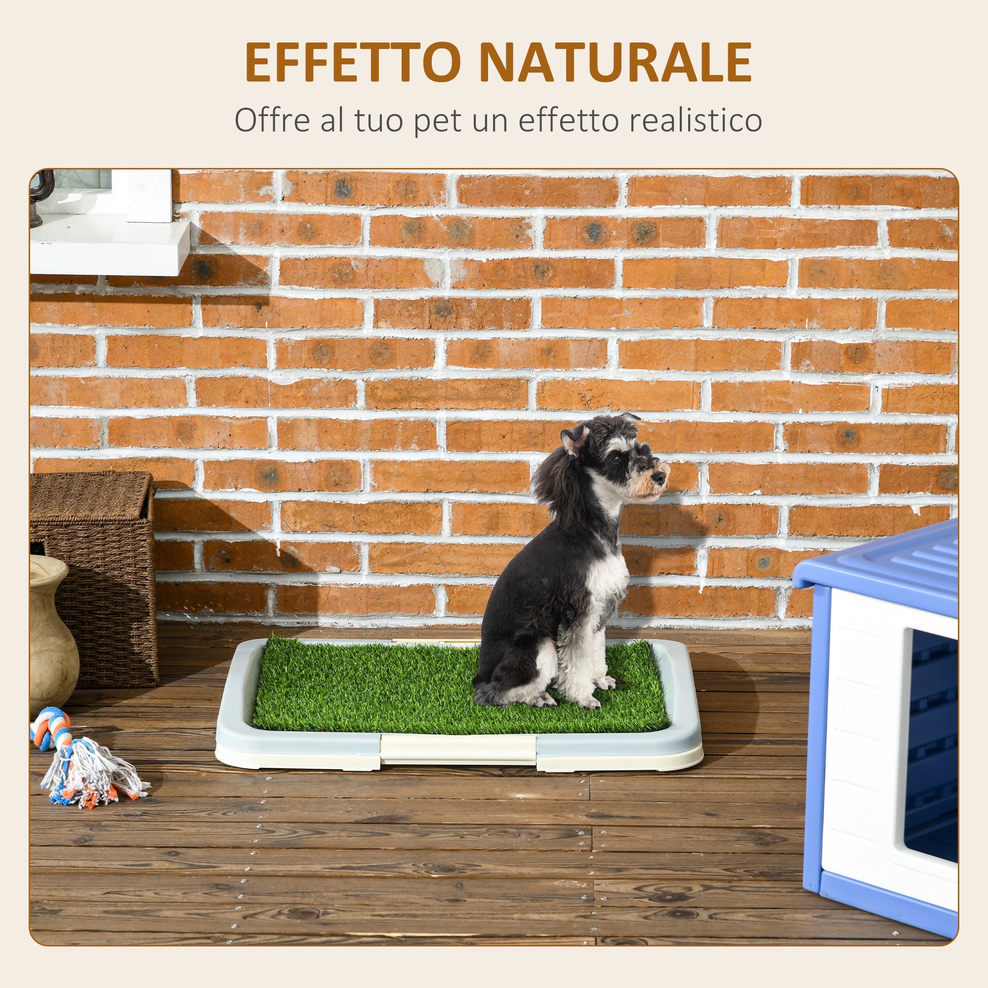 EasyComfort Lettiera per Cani 3 Strati con Prato Sintetico, Griglia e Vassoio Inferiore, 63x48.5cm