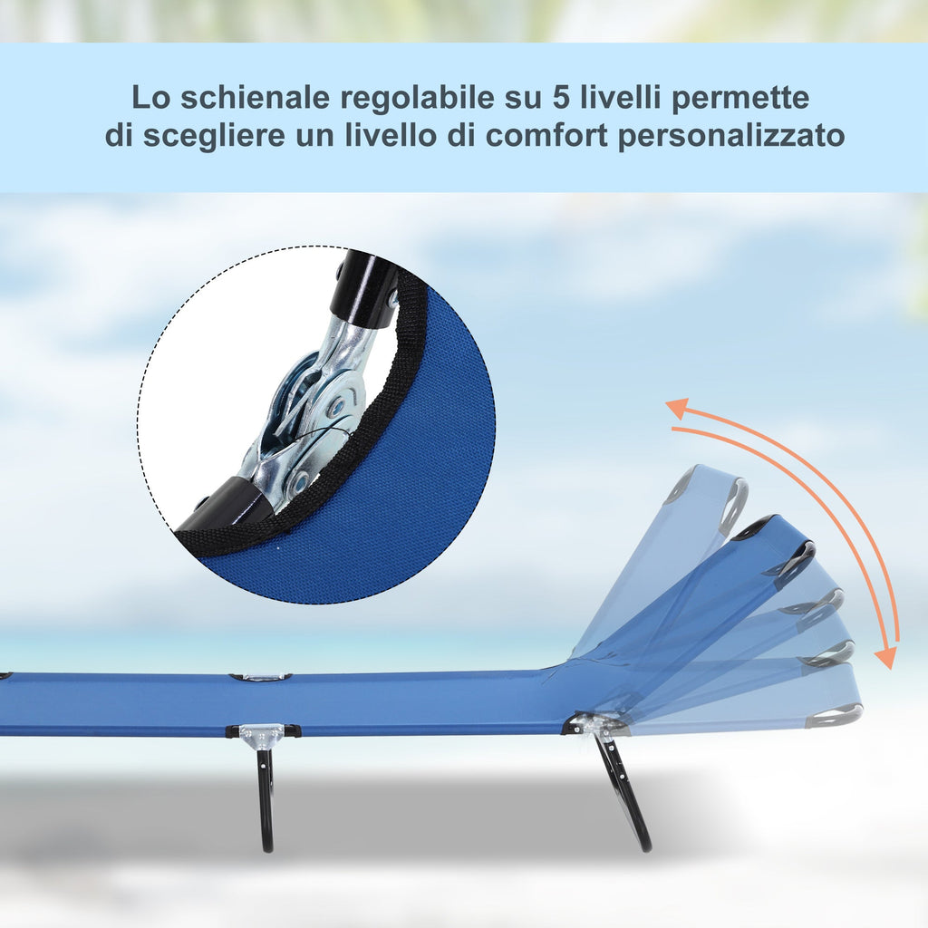 EasyComfort Tuinligbed verstelbaar (5 posities), 188x56x28 cm, blauw