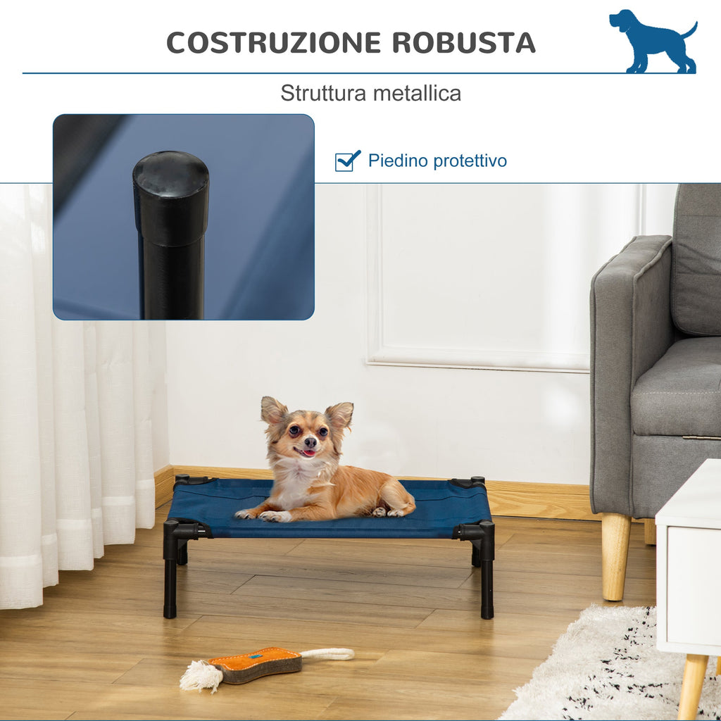 EasyComfort Lettino per Cani Rialzato con Seduta Traspirante, in Acciaio e Tessuto, 61x46x18 cm, Marrone e Nero