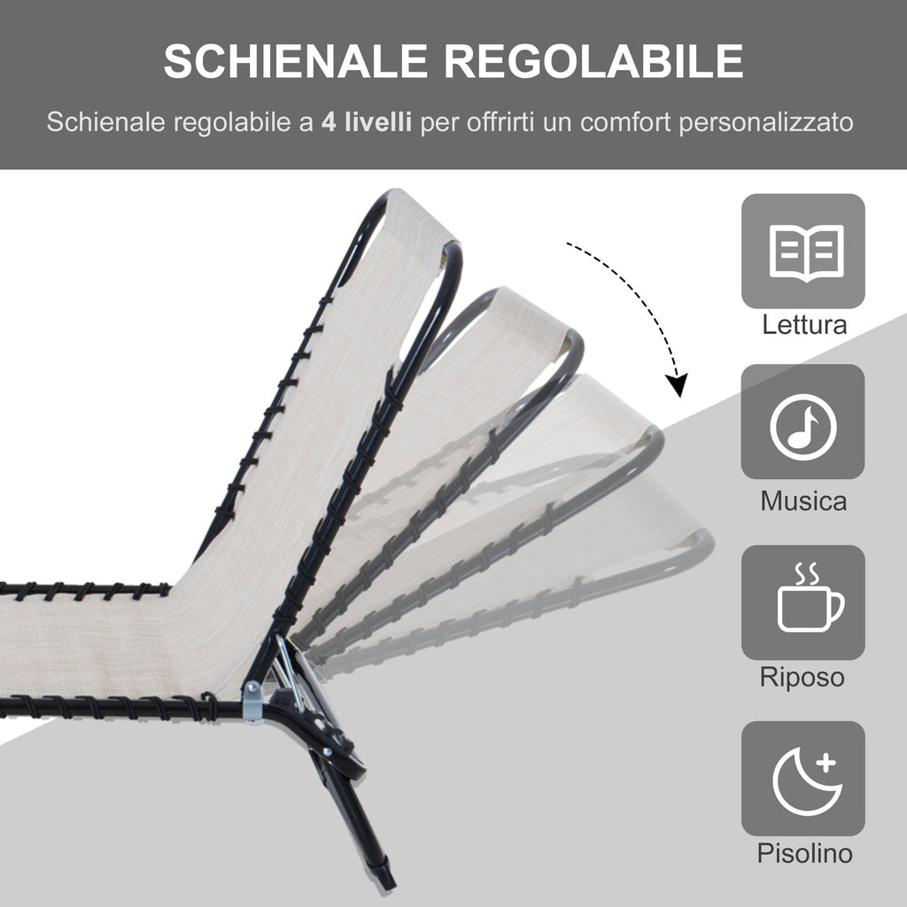 Easycomfort Lettino Prendisole in Acciaio e Tessuto Traspirante with Schienale Reclinabile, 197x58x30 cm