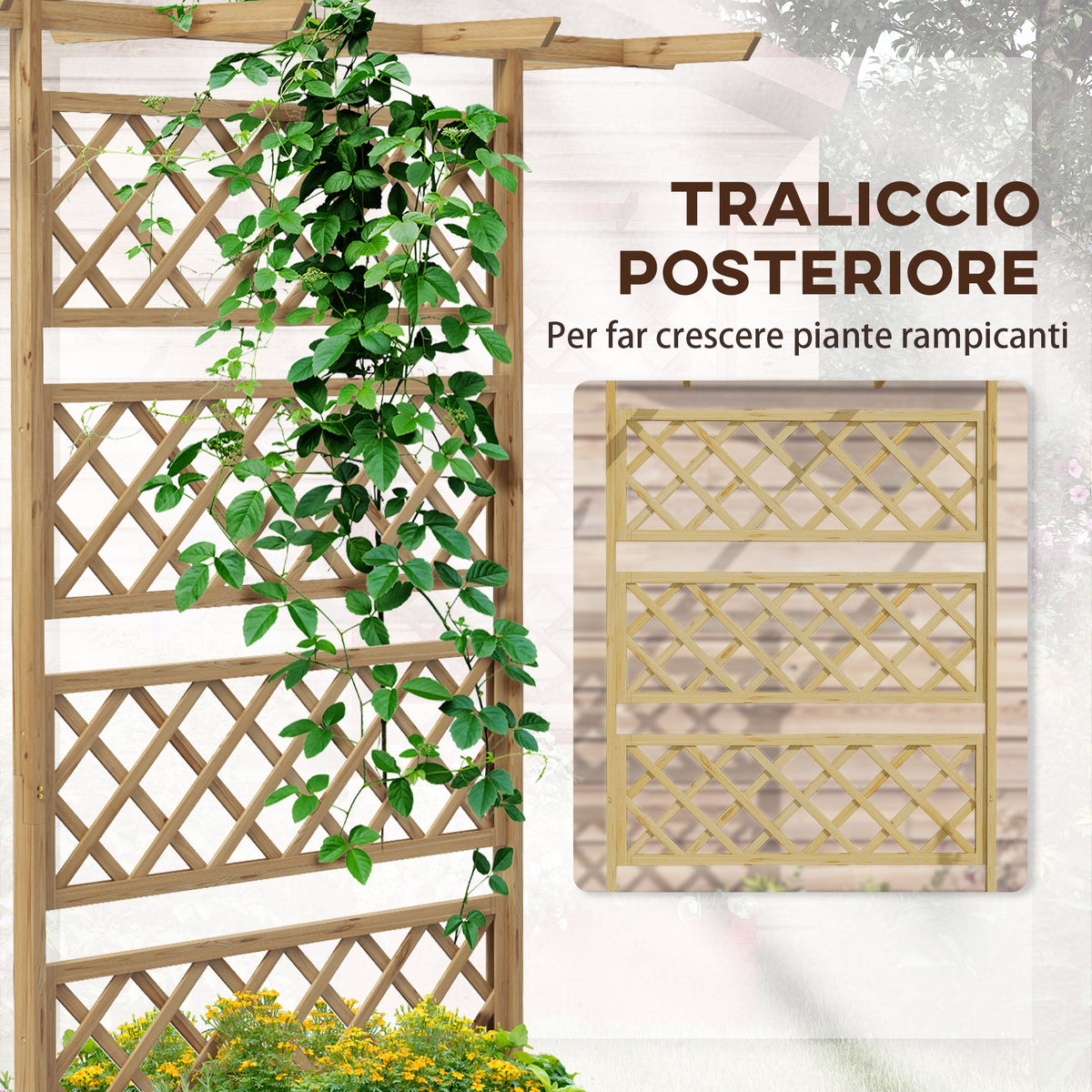 EasyComfort Letto per Orto plantenbak met traliewerk en pergola 160x55x183 cm