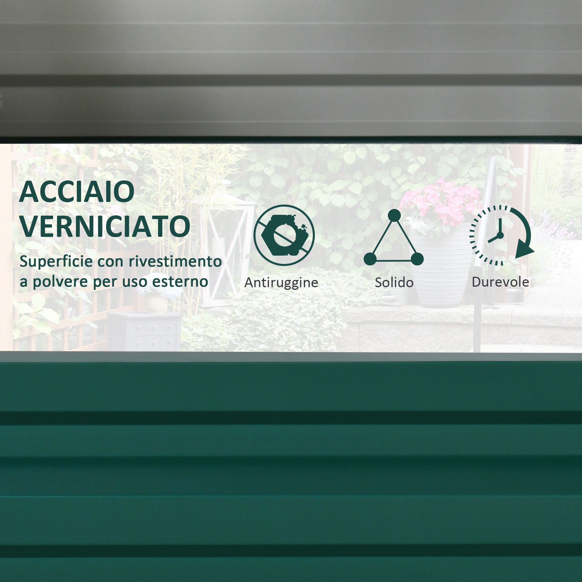 EasyComfort Letto per Orto Rialzato a Fondo Aperto with Rivestimento, in Acciaio Zincato, 120x60x30.5 cm, Verde