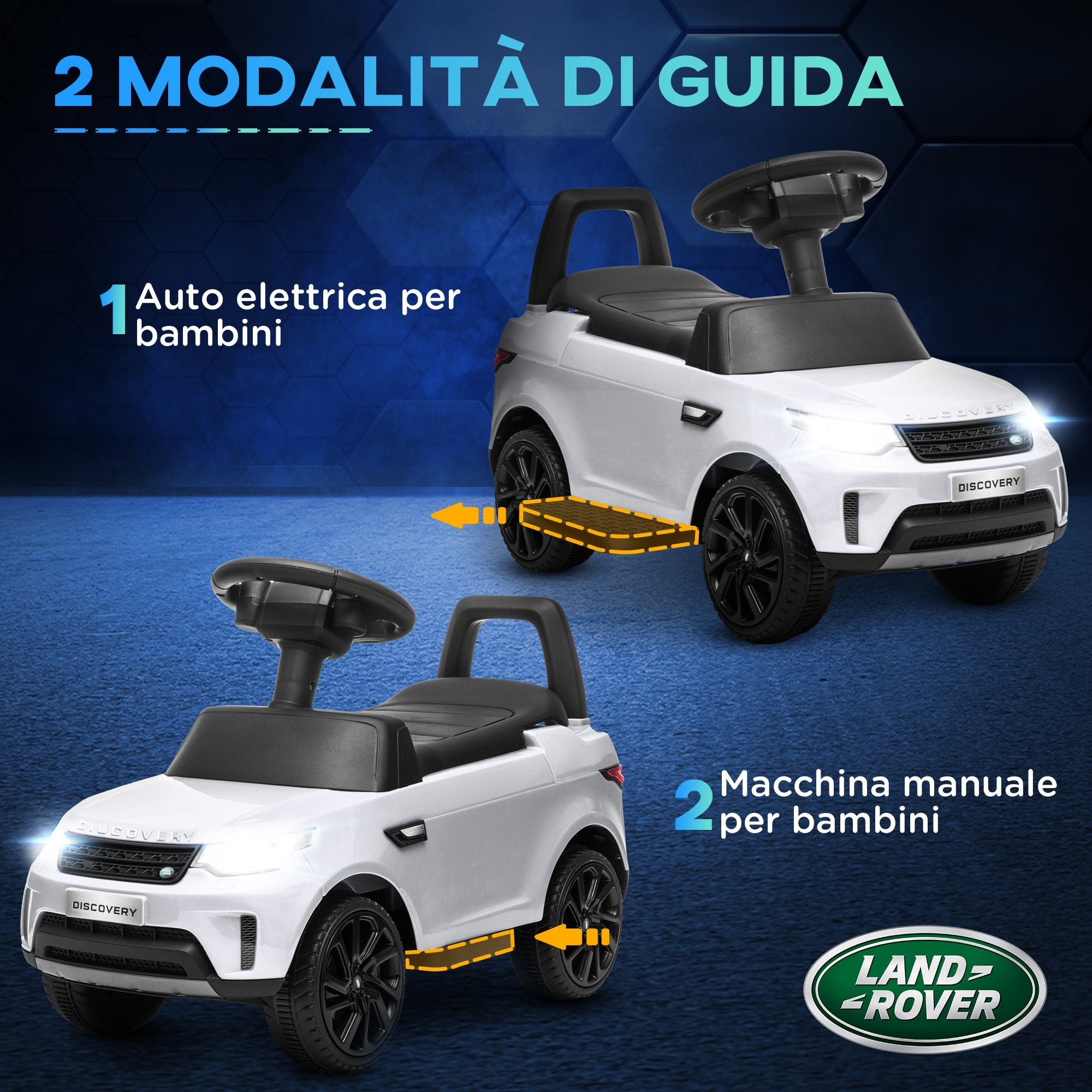 EasyComfort Macchina Elettrica per Bambini 18 mesi a 5 anni con musica e clacson, Auto a 6V, Elettrico e a Spinta,Velocità 3km/h, Bianco