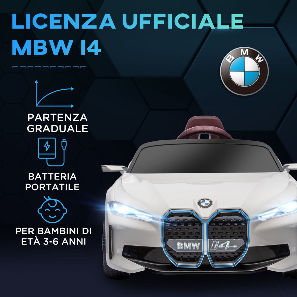Easycomfort Macchina Elettrica per Bambini 3-6 Anni with Licenza BMW with Telecomando, Clacson e Fari, 115x67x45 cm, Bianca