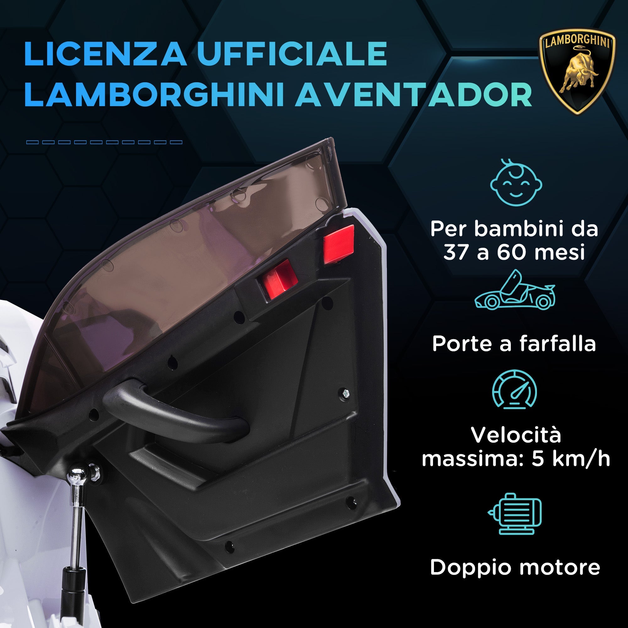 EasyComfort Elektrische kinderauto 12V met Lamborghini-licentie, wit