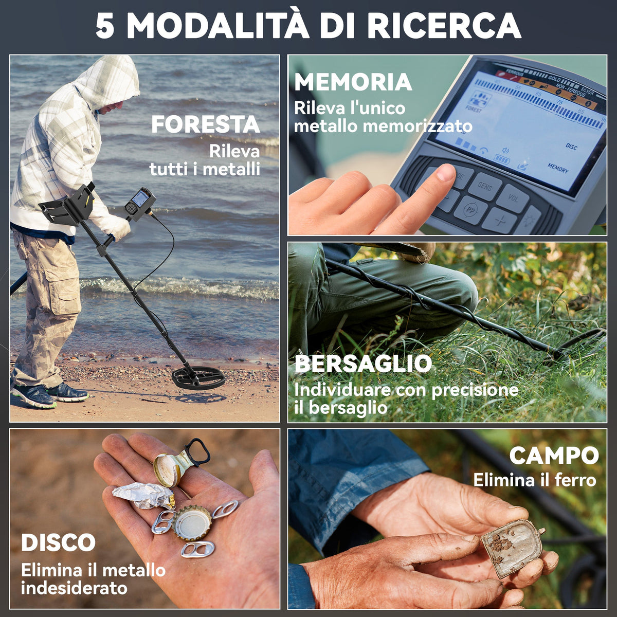 EasyComfort Metal Detector Professioneel - 5 detectiemodi, IP68 waterdicht