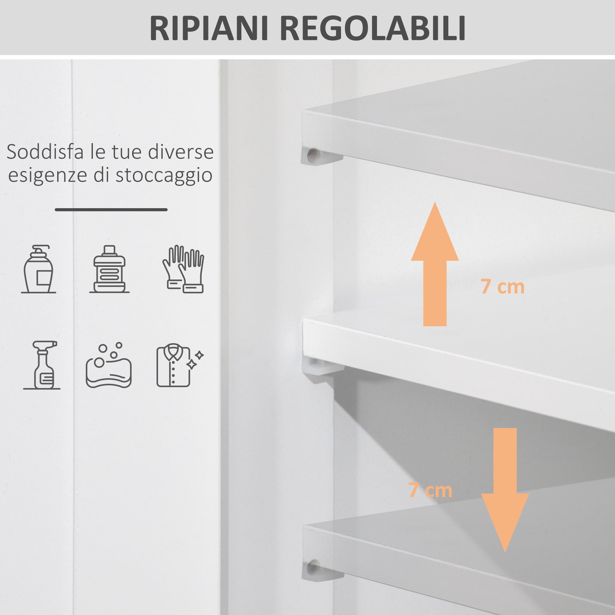 Easycomfort Mobile Bagno Multiuso Salvaspazio, Armadietto da Bagno with Armadietto 2 Ante, Mensola e 2 Cassetti Regolabili, 60x30x108.8cm, white