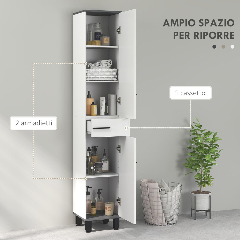 EasyComfort Colonna badmeubelkolom met 2 kastjes en lade, 34x32x190 cm