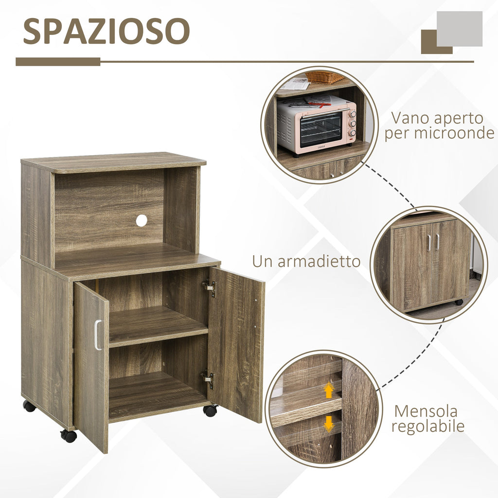 EasyComfort Multifunctioneel keukenkastje met wielen 60,4x40,3x97 cm