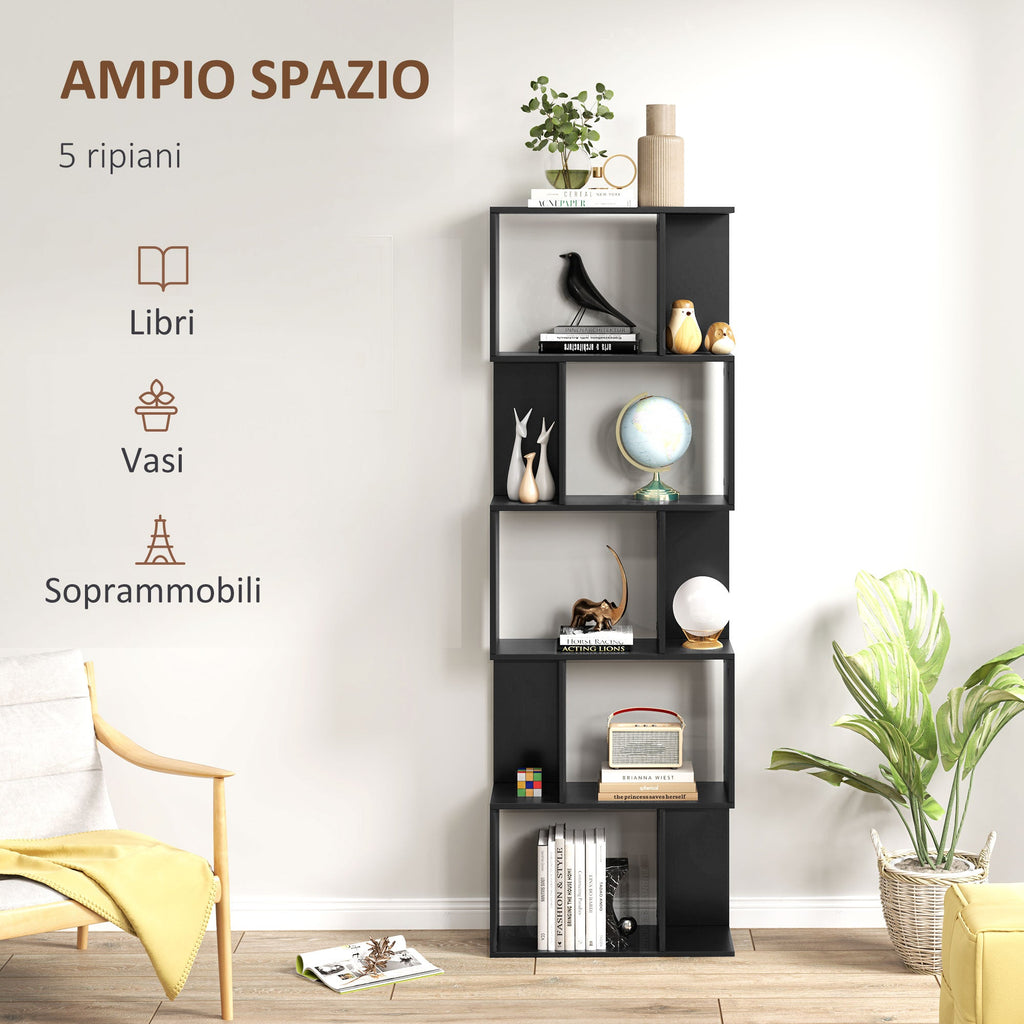 EasyComfort Boekenkast 5 planken 60x24x184.5 cm zwart