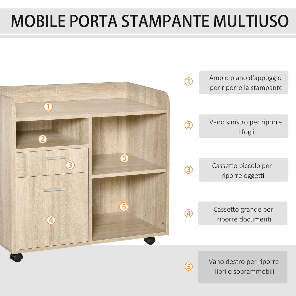 EasyComfort Mobile multiuso with 4 Ruote, Rovere, 80x40x72cm