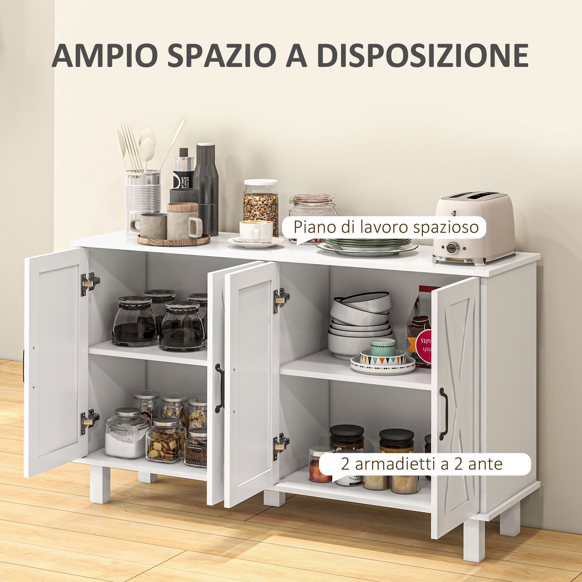 EasyComfort multifunctionele kast 4 niveaus 120x37x75 cm wit